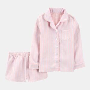 Carters Toddler Girls Pink and Blue Stripe Cotton Pajama Set size 2T